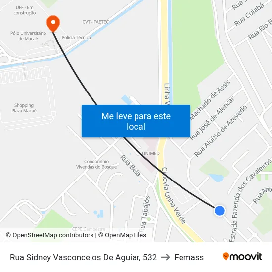 Rua Sidney Vasconcelos De Aguiar, 532 to Femass map
