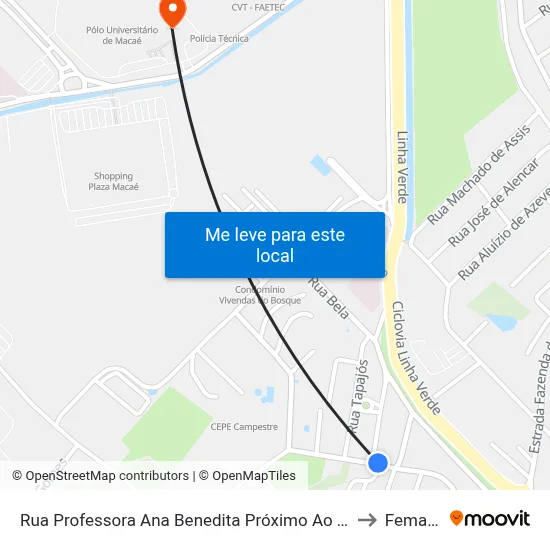 Rua Professora Ana Benedita Próximo Ao 650 to Femass map