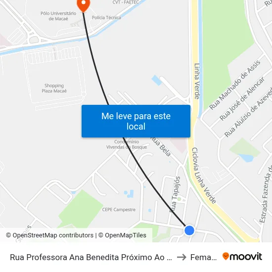 Rua Professora Ana Benedita Próximo Ao 664 to Femass map