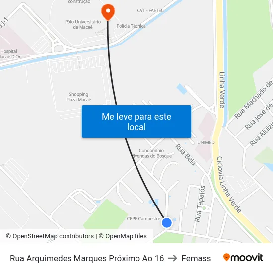 Rua Arquimedes Marques Próximo Ao 16 to Femass map
