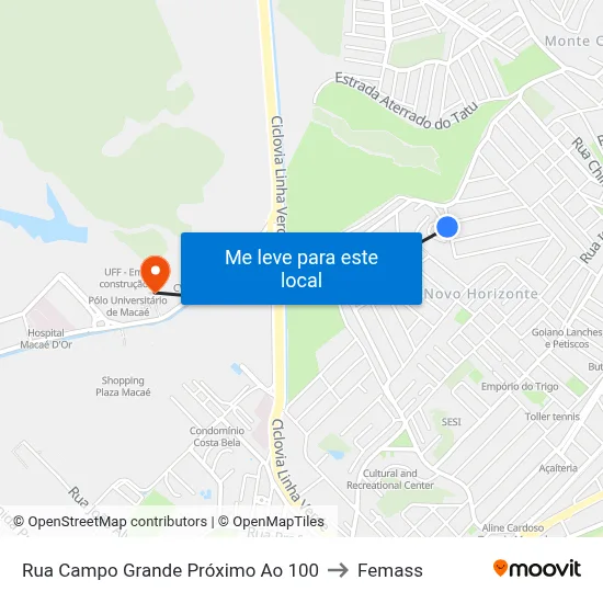 Rua Campo Grande Próximo Ao 100 to Femass map
