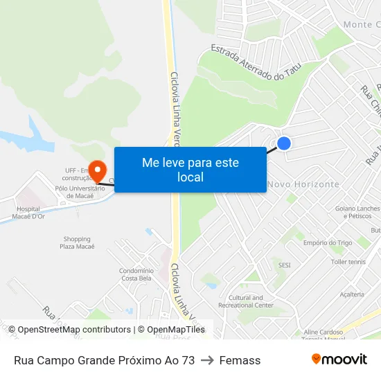 Rua Campo Grande Próximo Ao 73 to Femass map