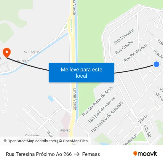 Rua Teresina Próximo Ao 266 to Femass map