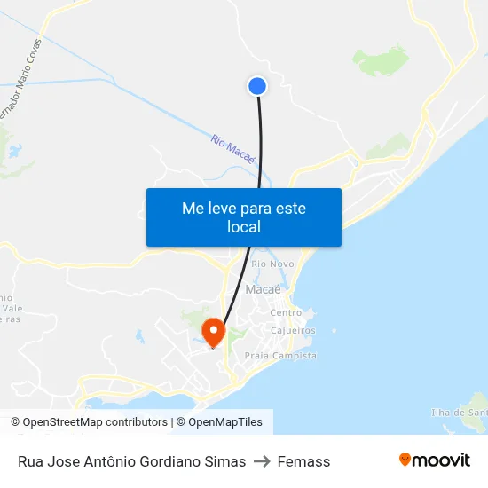 Rua Jose Antônio Gordiano Simas to Femass map