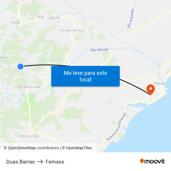 Duas Barras to Femass map