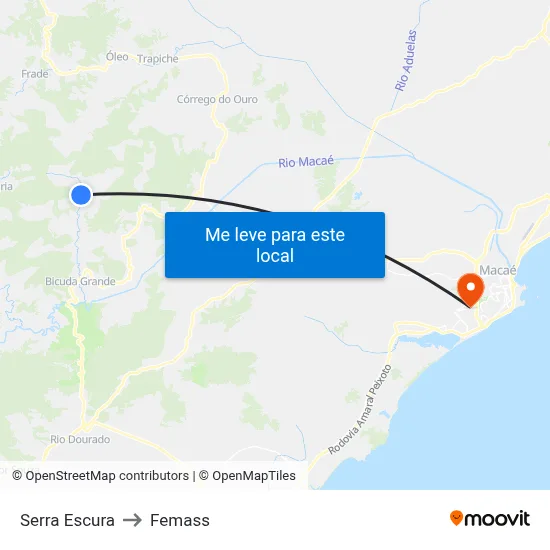 Serra Escura to Femass map