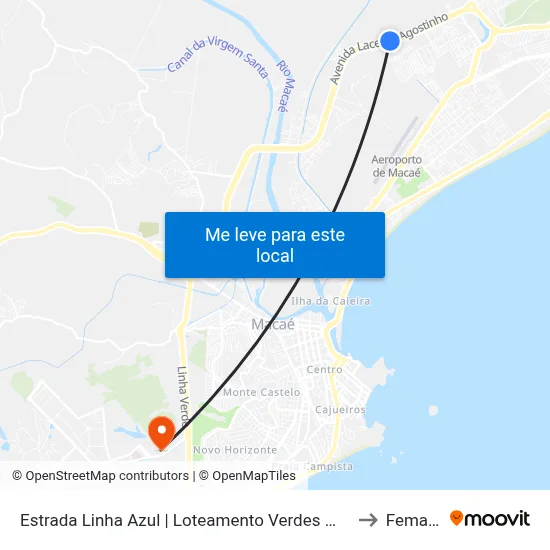 Estrada Linha Azul | Loteamento Verdes Mares to Femass map
