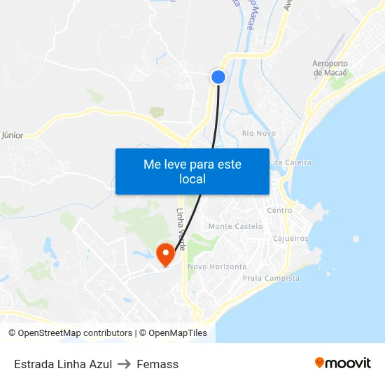 Estrada Linha Azul to Femass map