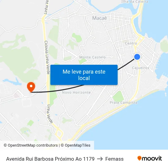 Avenida Rui Barbosa Próximo Ao 1179 to Femass map