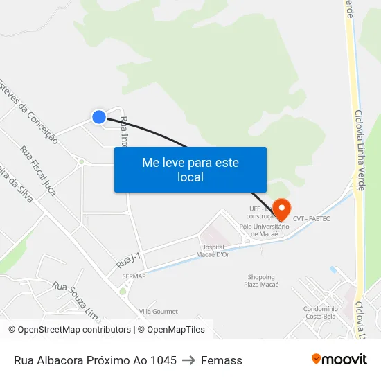 Rua Albacora Próximo Ao 1045 to Femass map