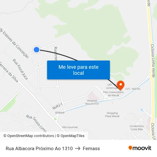 Rua Albacora Próximo Ao 1310 to Femass map