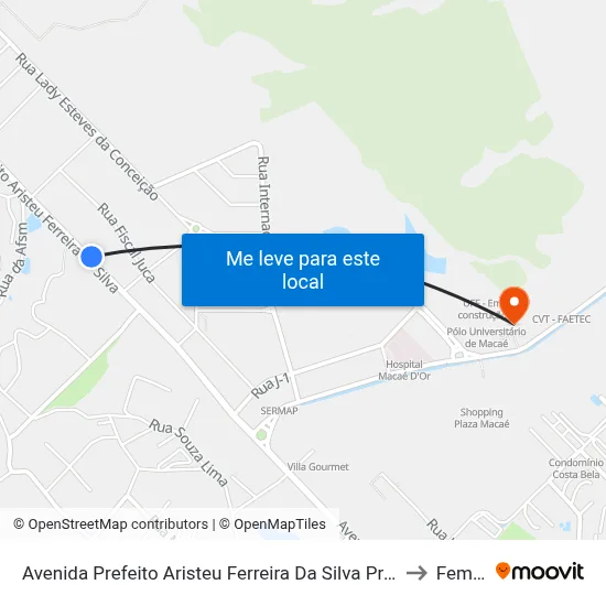 Avenida Prefeito Aristeu Ferreira Da Silva Próximo Ao 2500 to Femass map