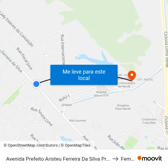 Avenida Prefeito Aristeu Ferreira Da Silva Próximo Ao 2090 to Femass map