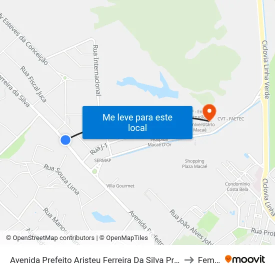 Avenida Prefeito Aristeu Ferreira Da Silva Próximo Ao 1900 to Femass map