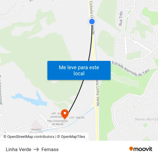 Linha Verde to Femass map