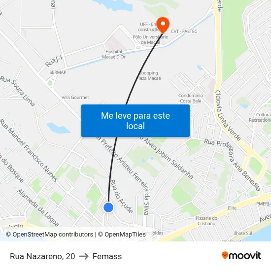 Rua Nazareno, 20 to Femass map
