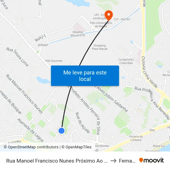 Rua Manoel Francisco Nunes Próximo Ao 250 to Femass map