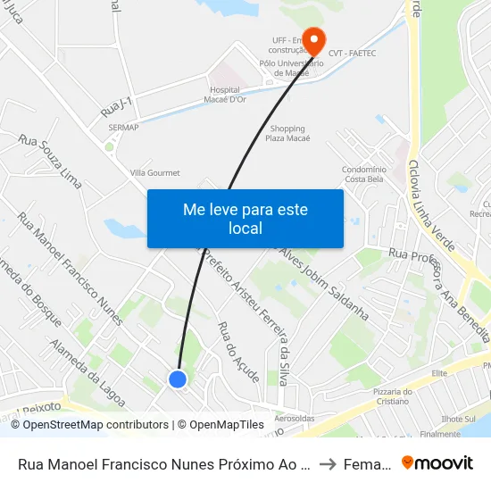 Rua Manoel Francisco Nunes Próximo Ao 291 to Femass map