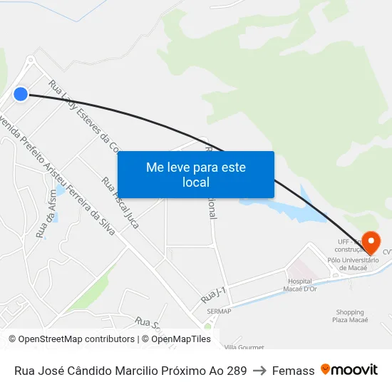 Rua José Cândido Marcilio Próximo Ao 289 to Femass map