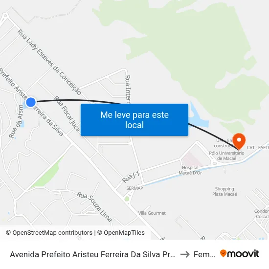 Avenida Prefeito Aristeu Ferreira Da Silva Próximo Ao 2829 to Femass map