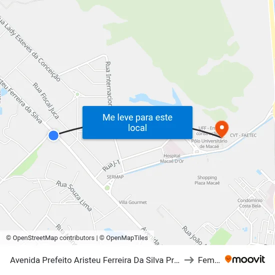 Avenida Prefeito Aristeu Ferreira Da Silva Próximo Ao 2155 to Femass map