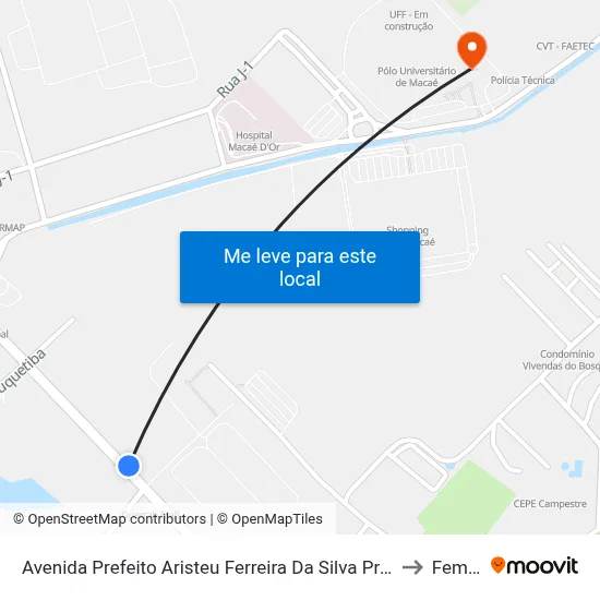 Avenida Prefeito Aristeu Ferreira Da Silva Próximo Ao 1200 to Femass map