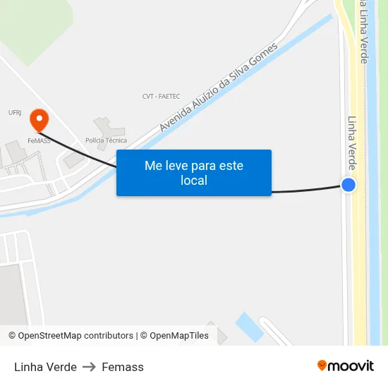 Linha Verde to Femass map