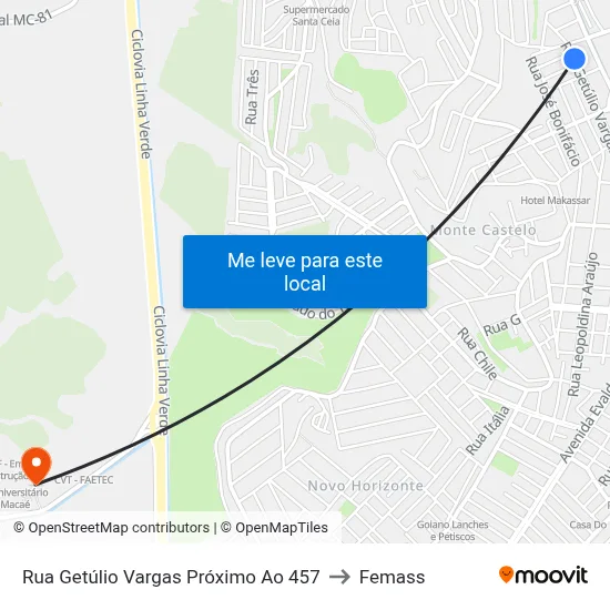 Rua Getúlio Vargas Próximo Ao 457 to Femass map