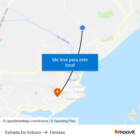 Estrada Do Imburo to Femass map