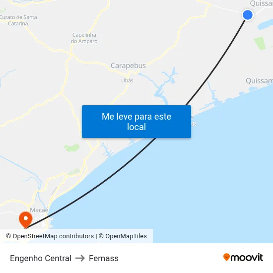 Engenho Central to Femass map