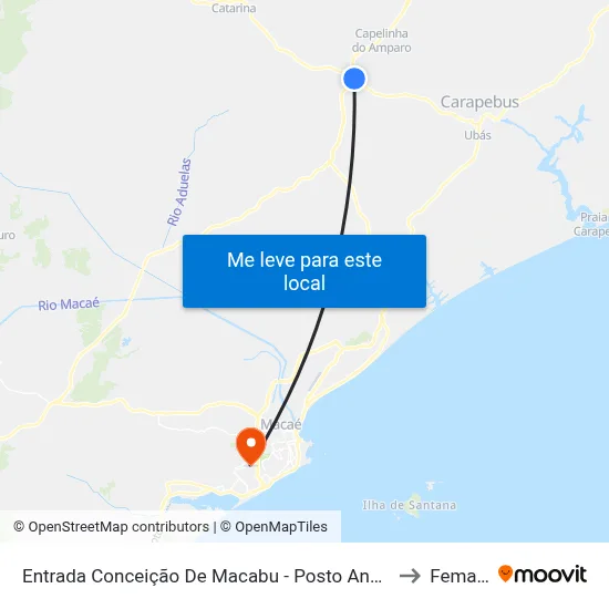 Entrada Conceição De Macabu - Posto Andorinha to Femass map