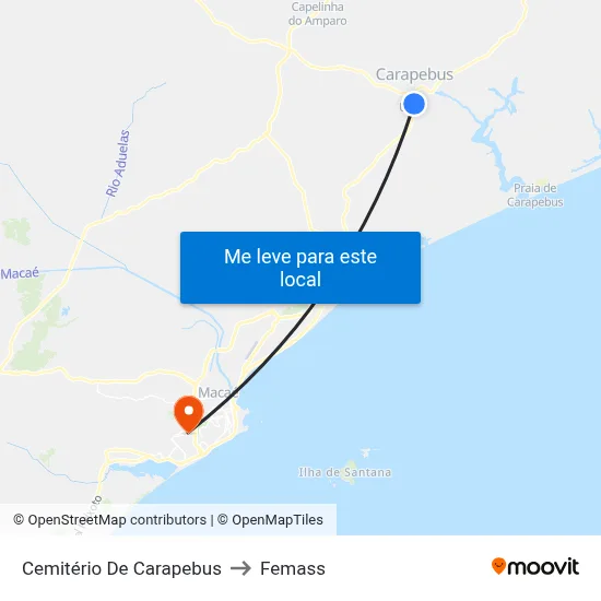 Cemitério De Carapebus to Femass map