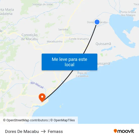 Dores De Macabu to Femass map