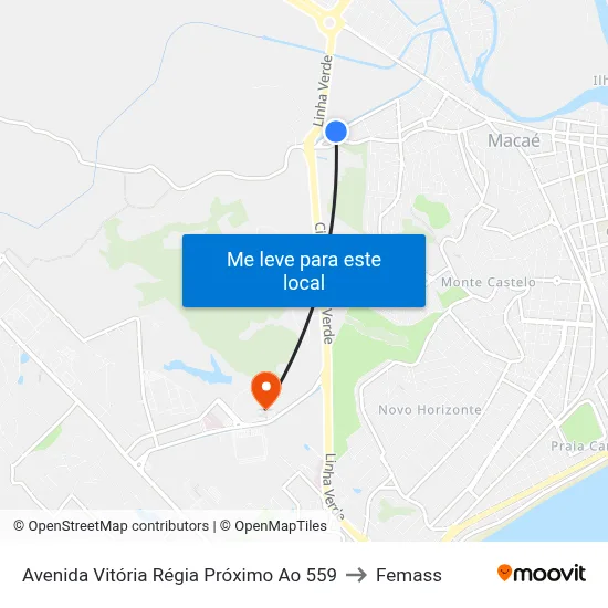 Avenida Vitória Régia Próximo Ao 559 to Femass map