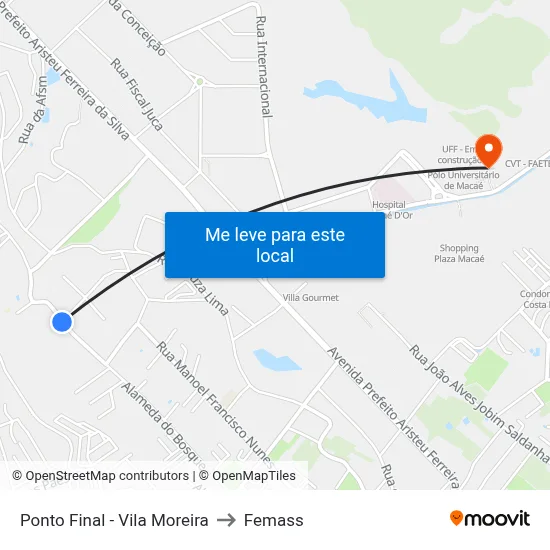 Ponto Final - Vila Moreira to Femass map