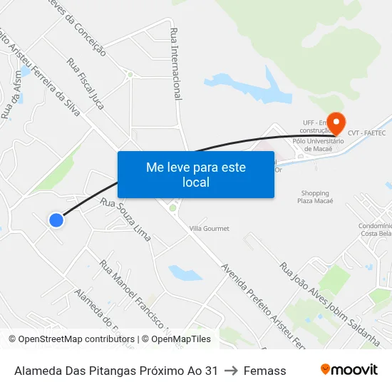 Alameda Das Pitangas Próximo Ao 31 to Femass map