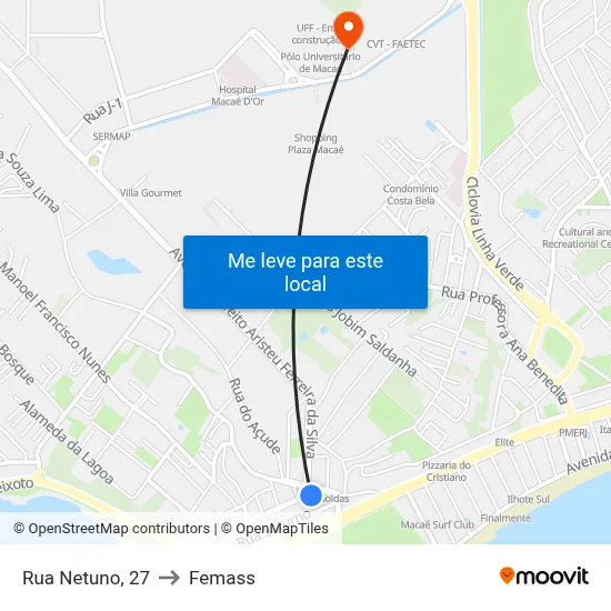 Rua Netuno, 27 to Femass map