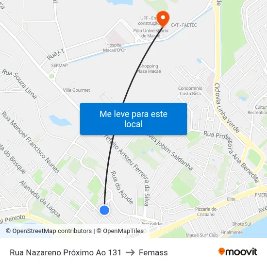 Rua Nazareno Próximo Ao 131 to Femass map
