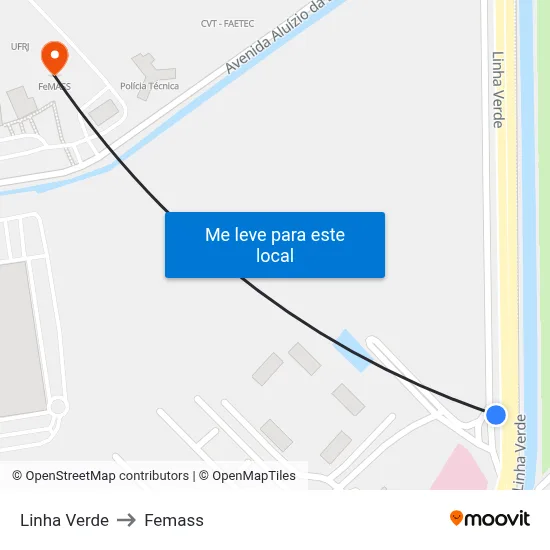 Linha Verde to Femass map