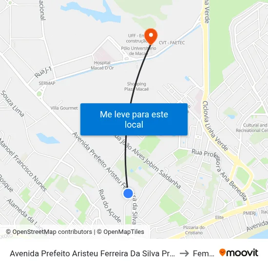 Avenida Prefeito Aristeu Ferreira Da Silva Próximo Ao 5460 to Femass map