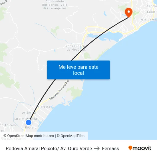 Rodovia Amaral Peixoto/ Av. Ouro Verde to Femass map
