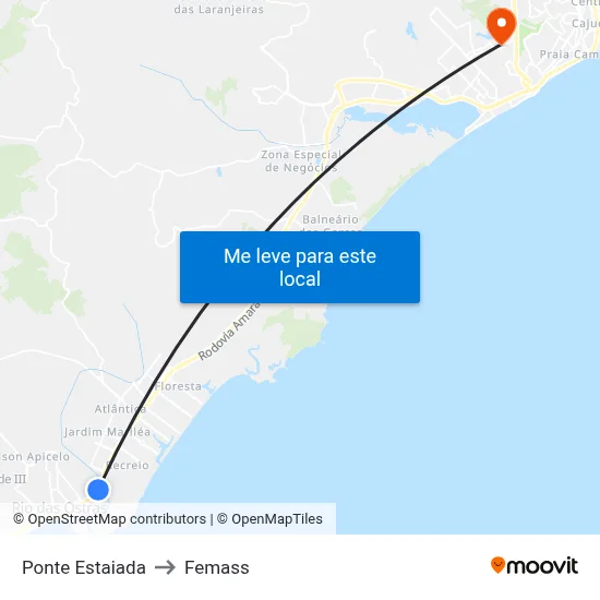 Ponte Estaiada to Femass map