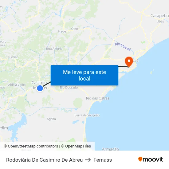 Rodoviária De Casimiro De Abreu to Femass map