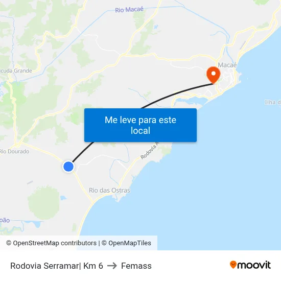 Rodovia Serramar| Km 6 to Femass map
