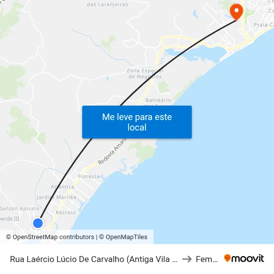 Rua Laércio Lúcio De Carvalho (Antiga Vila Babel ), 769 to Femass map