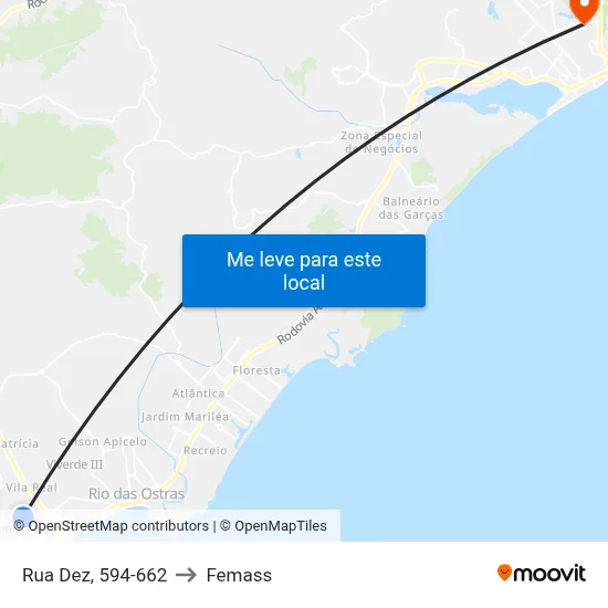 Rua Dez, 594-662 to Femass map