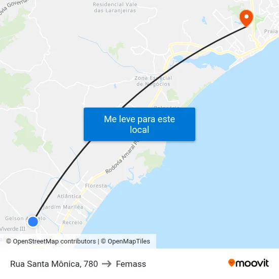 Rua Santa Mônica, 780 to Femass map