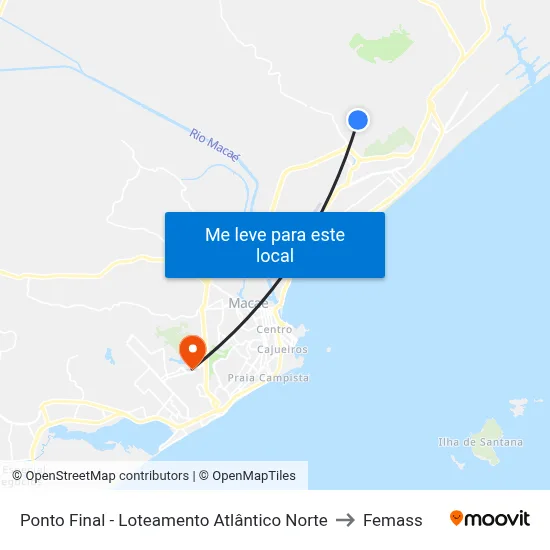 Ponto Final - Loteamento Atlântico Norte to Femass map