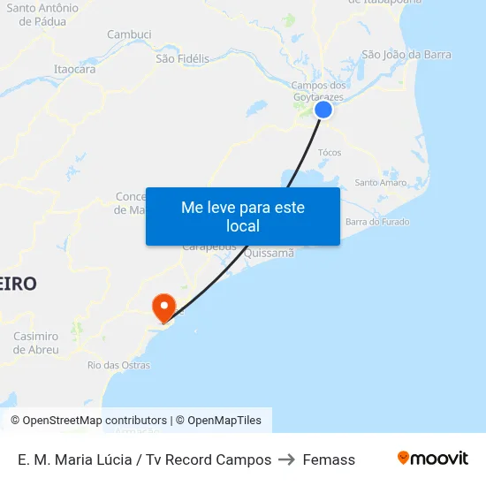 E. M. Maria Lúcia / Tv Record Campos to Femass map