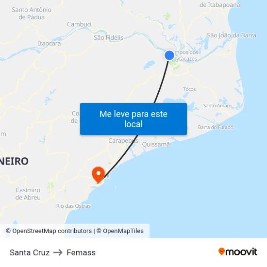 Santa Cruz to Femass map